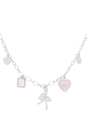 Charm necklace colorful dancer - Pink silver color h5 