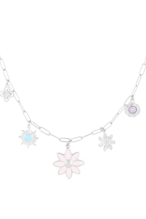 Charm necklace bloom & blink - Silver color h5 