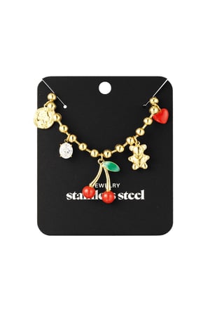 Cherry Chaser Charm Necklace - Gold color Colored h5 Picture3