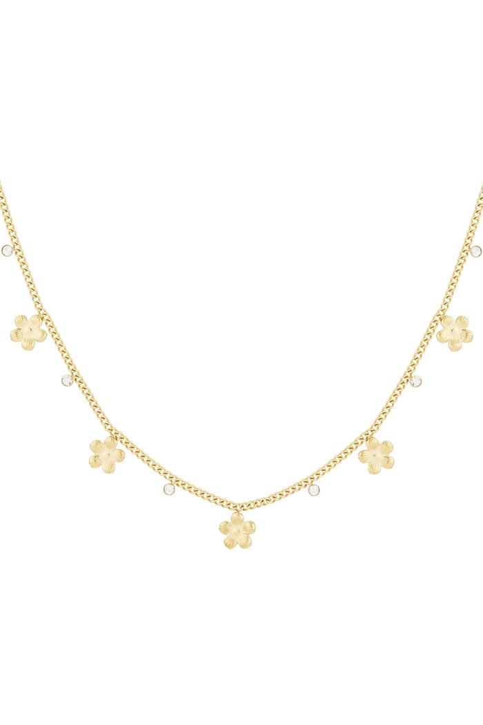 Gleaming flower necklace - Gold color 