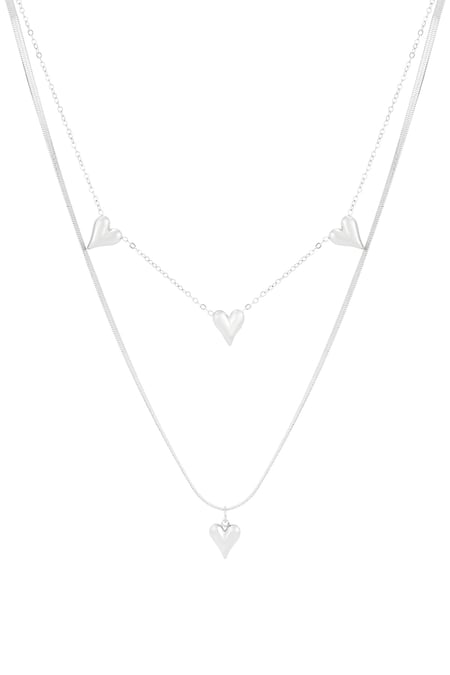 Heart to heart necklace - Silver color