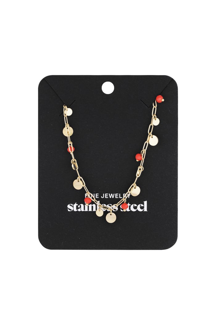 necklace mix of Gold color and red - red Picture3