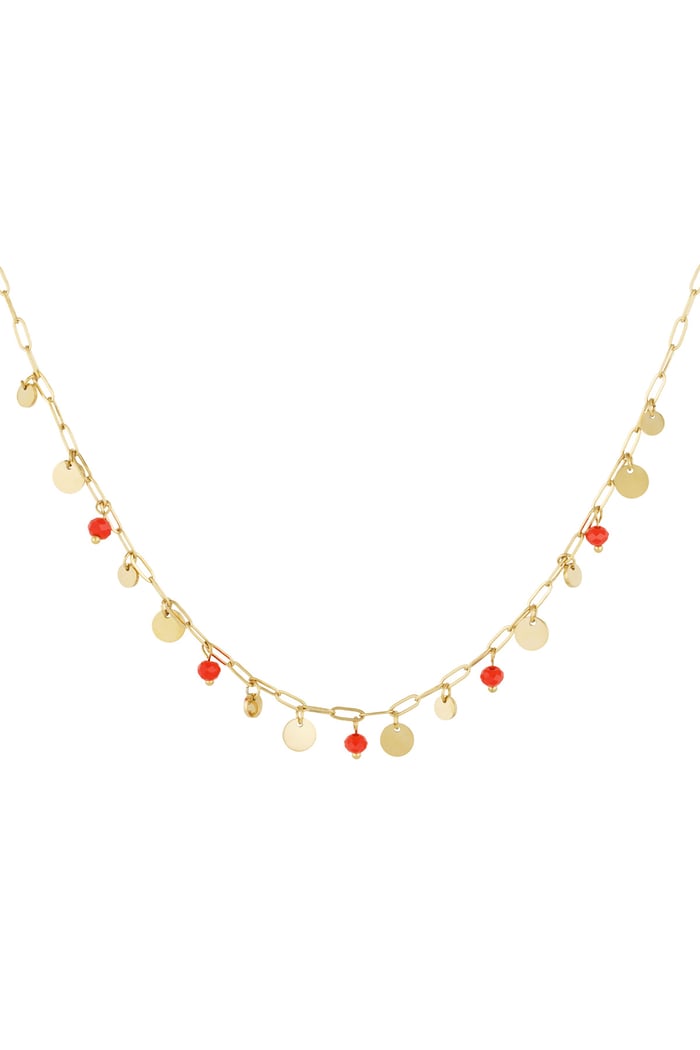 necklace mix of Gold color and red - red 