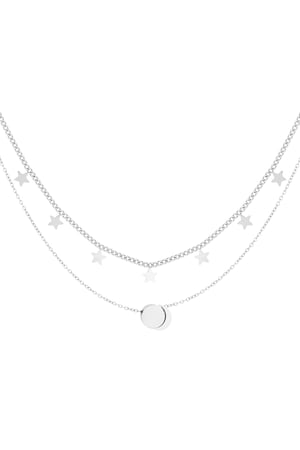 Double star necklace - Silver color h5 