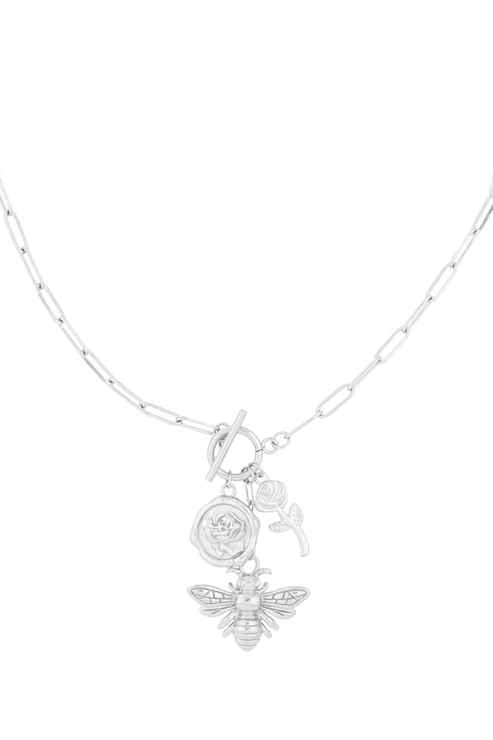 Bee blossom necklace - Silver color 