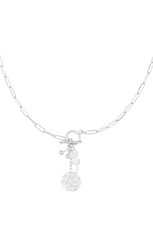 Sleeping rose charm necklace - Silver color h5 