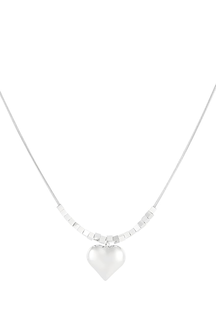 Collana trendy a forma di cuore - Colore argento 