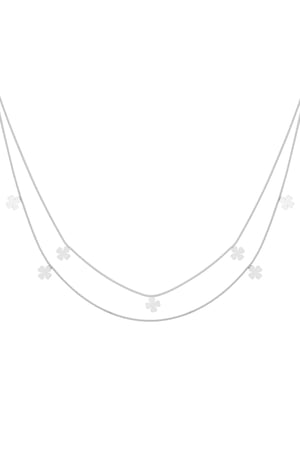 Collier double trèfle - Couleur argent h5 