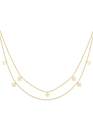 Double clover necklace - Goud kleur h5 