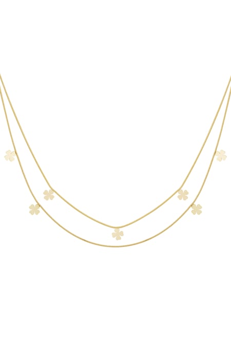 Double clover necklace - Goud kleur