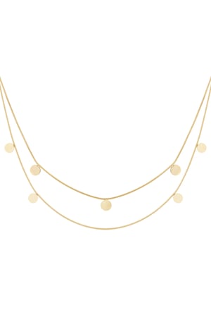 Double necklace coins - Gold color h5 