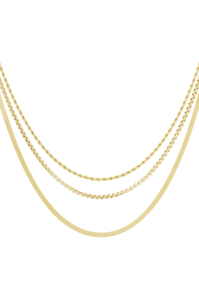 Layered textures necklace - Gold color 