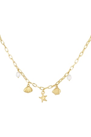 Short necklace with beach charms - Gold color h5 