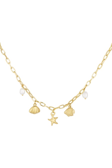 Short necklace with beach charms - Gold color