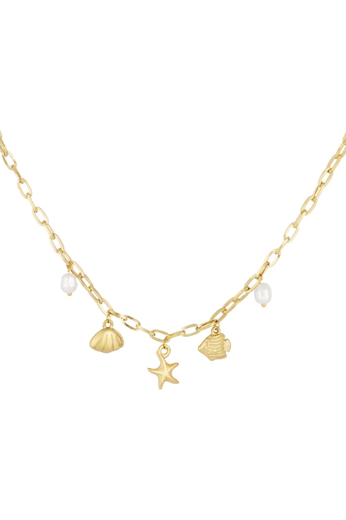 Short necklace with beach charms - Gold color 