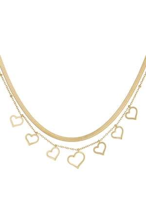 Chunky heart necklace - Gold color h5 