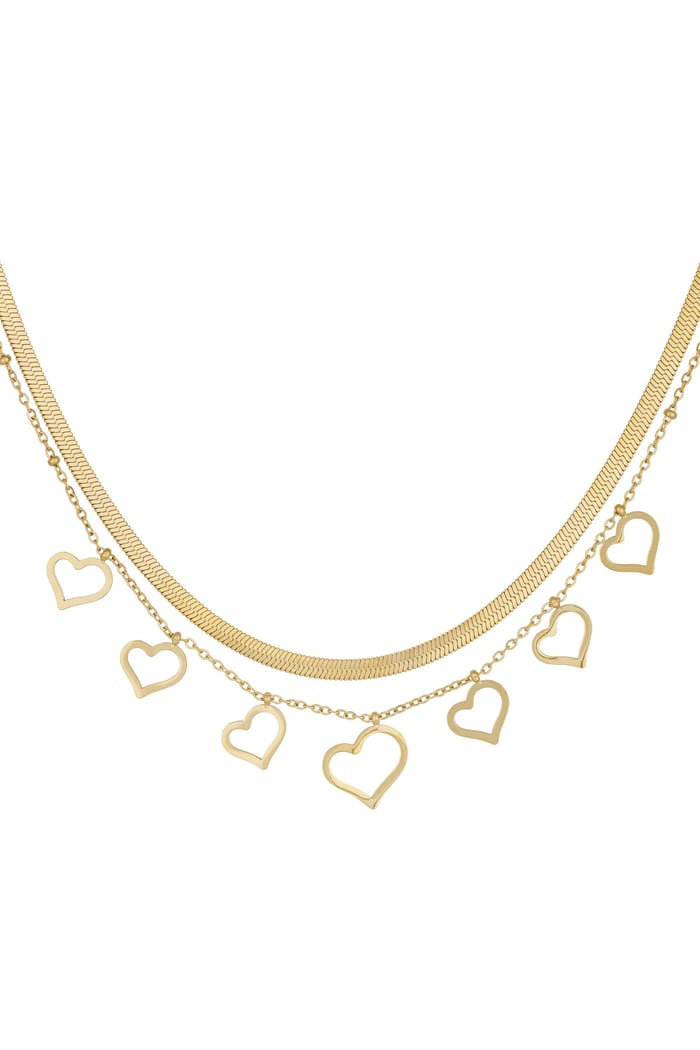 Chunky heart necklace - Gold color 