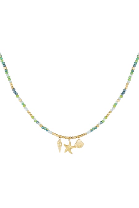 Necklace shell dream - Green gold color