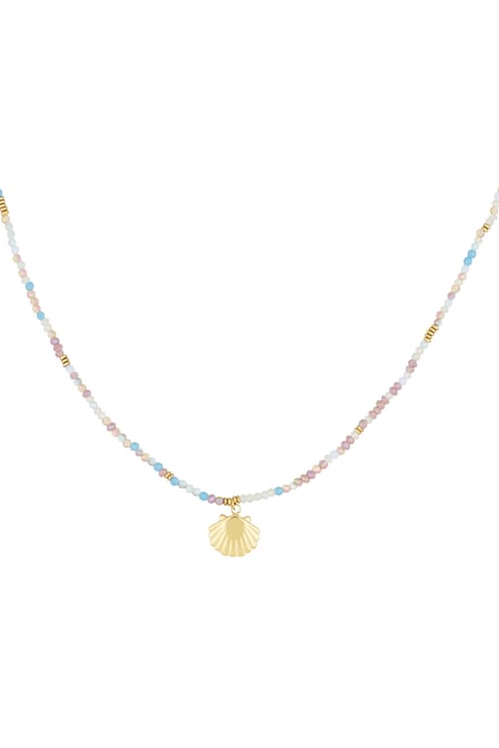 Colorful Shell Necklace - Blue Gold