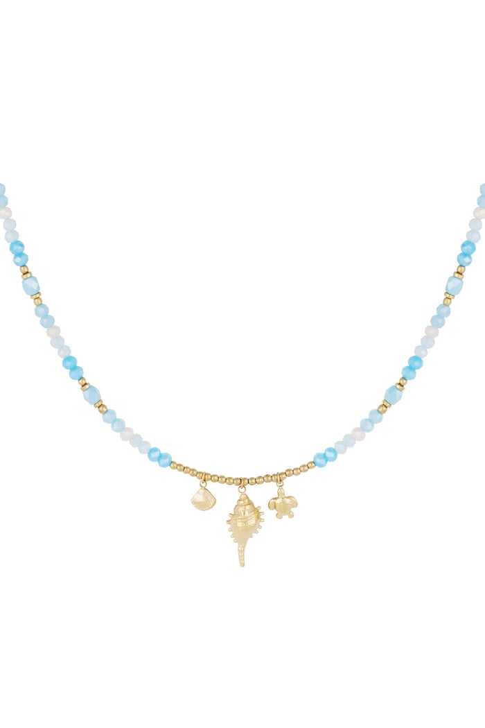 Necklace shell show - Blue gold color 