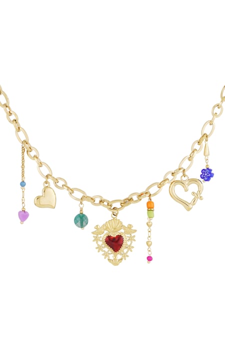 Charm necklace milagros heart - Gold color