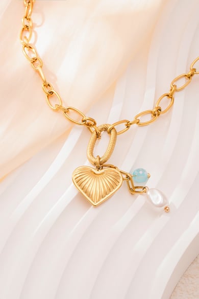 Heart Glow Necklace - Gold color h5 Picture4