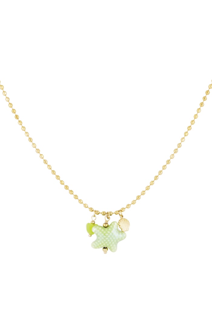 Beachside necklace - Green & gold color 