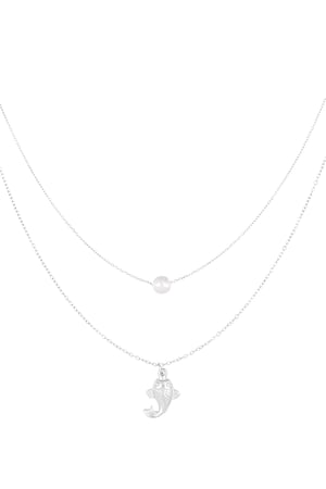 Collana pesce e perle - Colore argento h5 