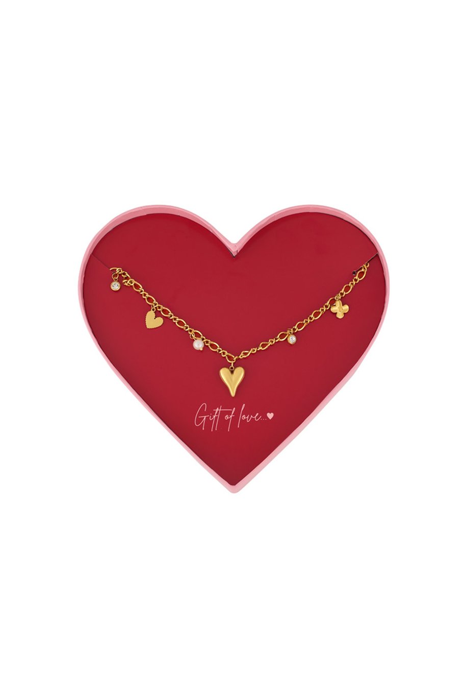 Regalo de amor Collar de corazones de acero inoxidable - Color dorado  