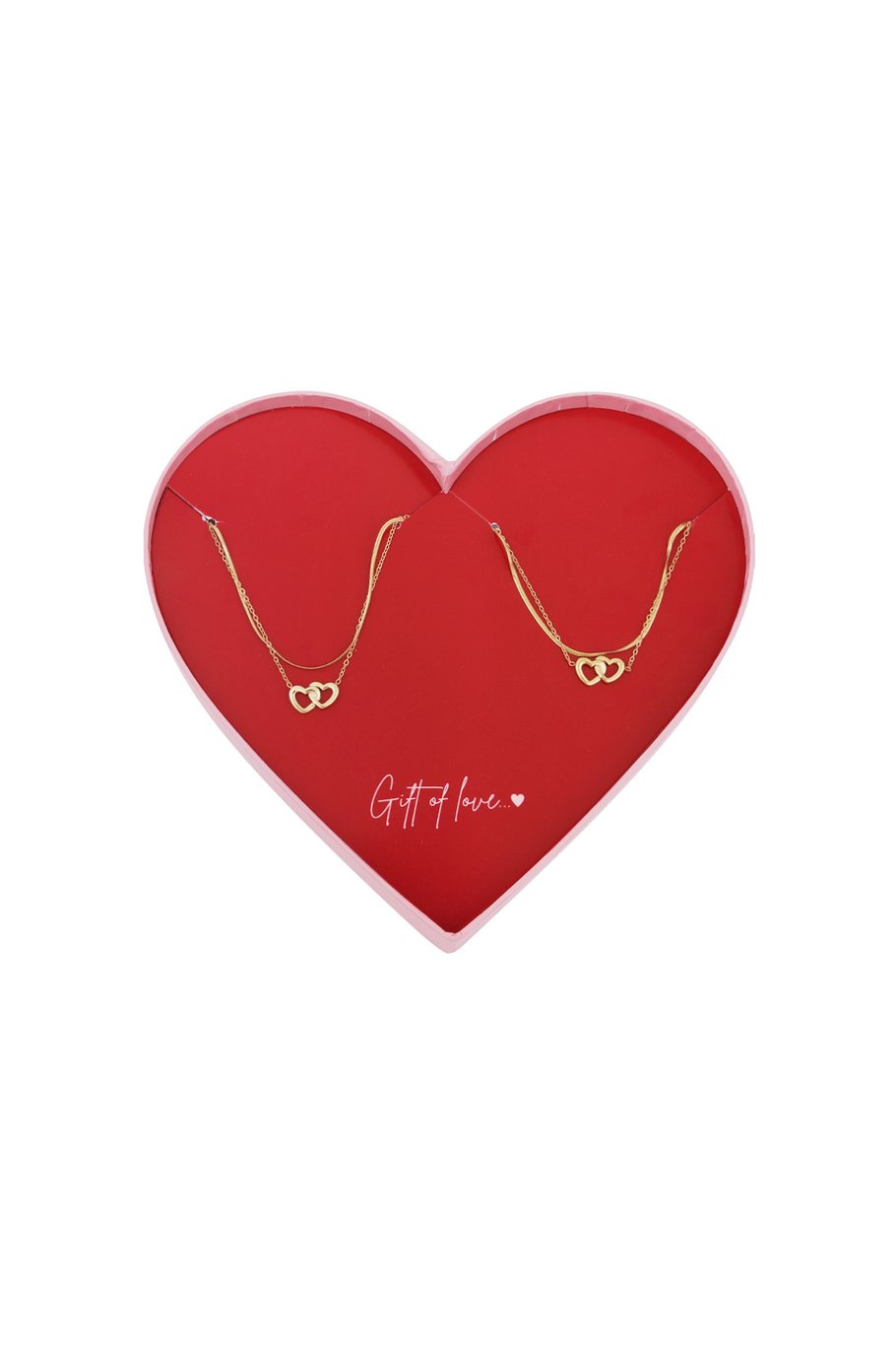 Conjunto de collar y pulsera corazones conectados - Color dorado 