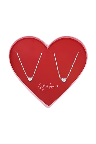 Gift of love Stainless steel hearts Necklace - Silver color  h5 