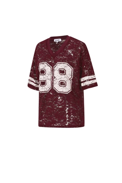 Amerikanisches T-Shirt mit V-Ausschnitt und Spitze h5 Bild2