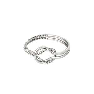 Interlocked stainless steel ring - silver color color h5 