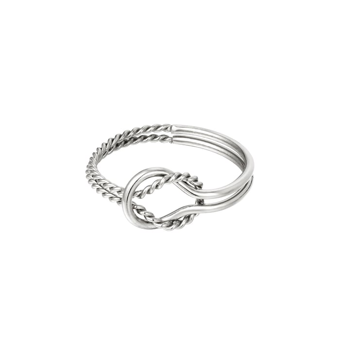 Interlocked stainless steel ring - silver color color 