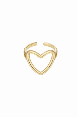 Adjustable ring heart - Gold Color Stainless Steel One size h5 