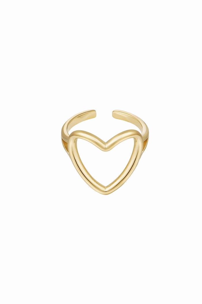 Adjustable ring heart - Gold Color Stainless Steel One size 