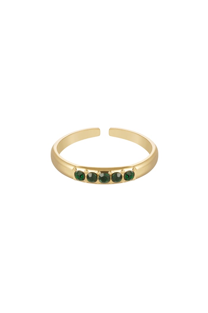 Ring with stones - green & Gold Color Stainless Steel 