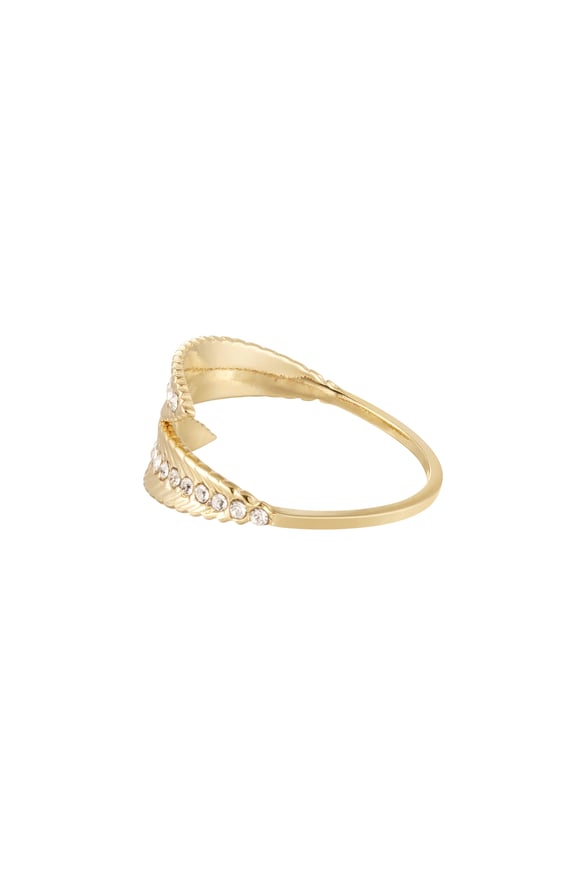 Ring feather with stones - Gold Color Stainless Steel 2
