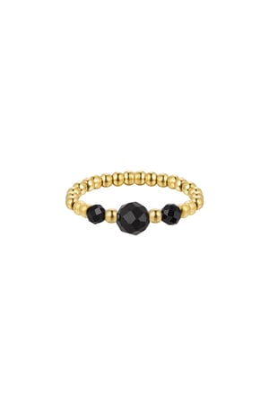 Anillo de cuentas pequeñas - Colección de piedras naturales - Color Color dorado/Negro Negro y Color dorado Talla única h5 