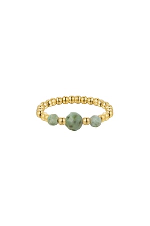 Ring small beads - Natural stone collection - Gold Color/black Green & Gold One size h5 