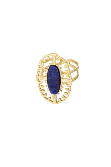 Ring vintage oblong with stone - Gold color/orange h5 