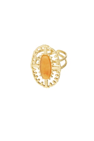 Ring vintage oblong with stone - Gold color/orange h5 