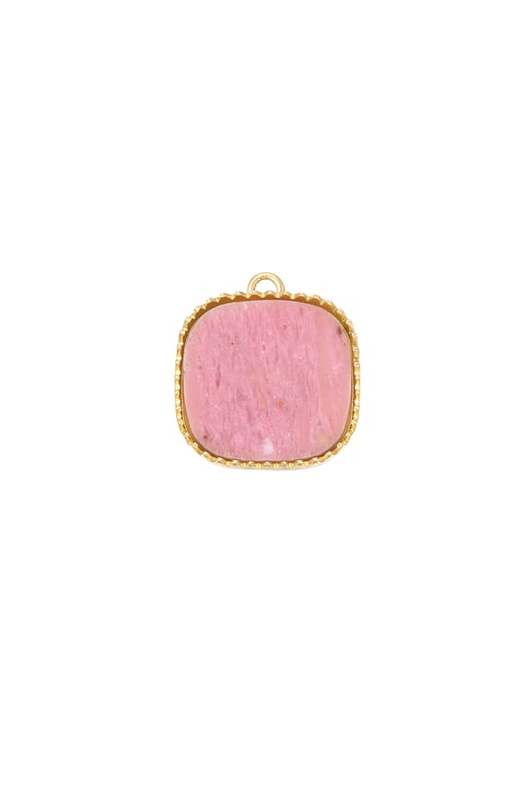 Charm stone with edge - pink/Gold color