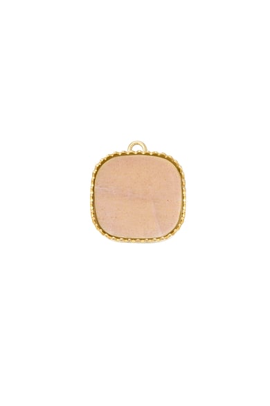 Charm stone with edge - pink/Gold color h5 