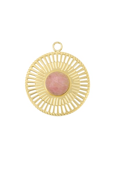 Charm round with stone - white/Gold color h5 