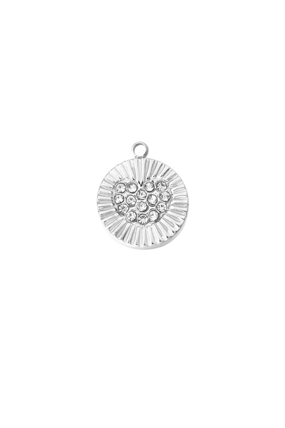 DIY charm sol con corazón y piedras - Color plata 