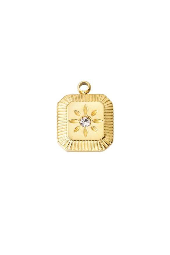 DIY bedel vierkante met bloem en steentjes - Goud kleur