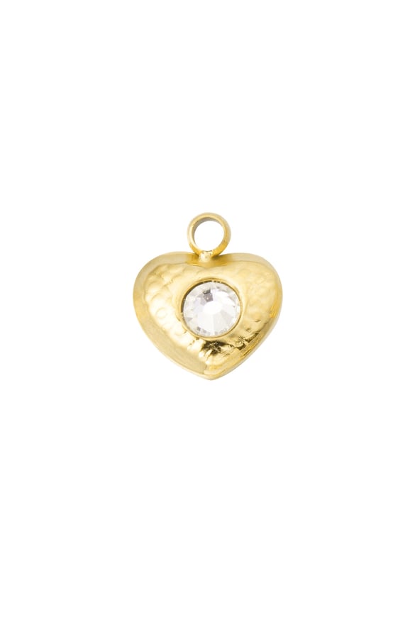 DIY-Charm in Herzform mit Stein – Goldfarbe - Goldfarbefarbe