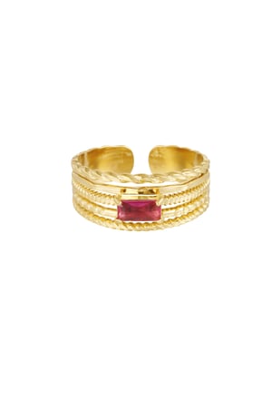 Ring layered colored detail - Gold color/pink h5 