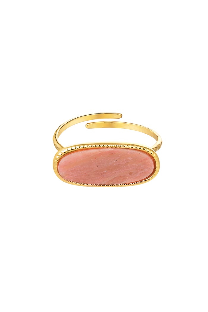 Ring with elongated stone - pink 